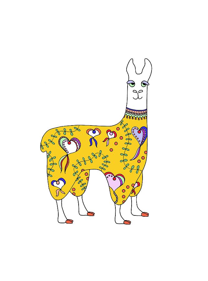 667x900 Difficult Llama Yellow Drawing By Sarah Rosedahl
