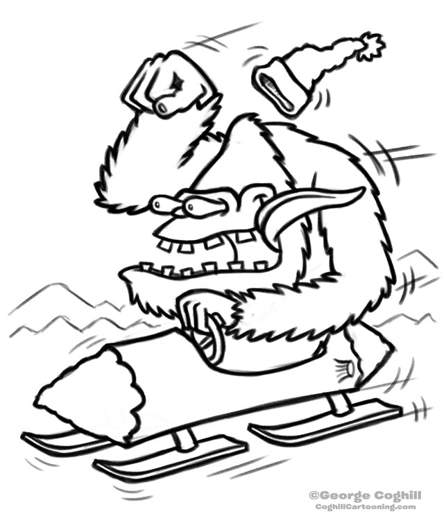 640x754 Yeti Bobsled Cartoon Rough Sketch