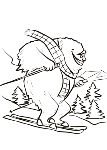 343x480 Yeti On Ski Slope Coloring Page Free Printable Coloring Pages