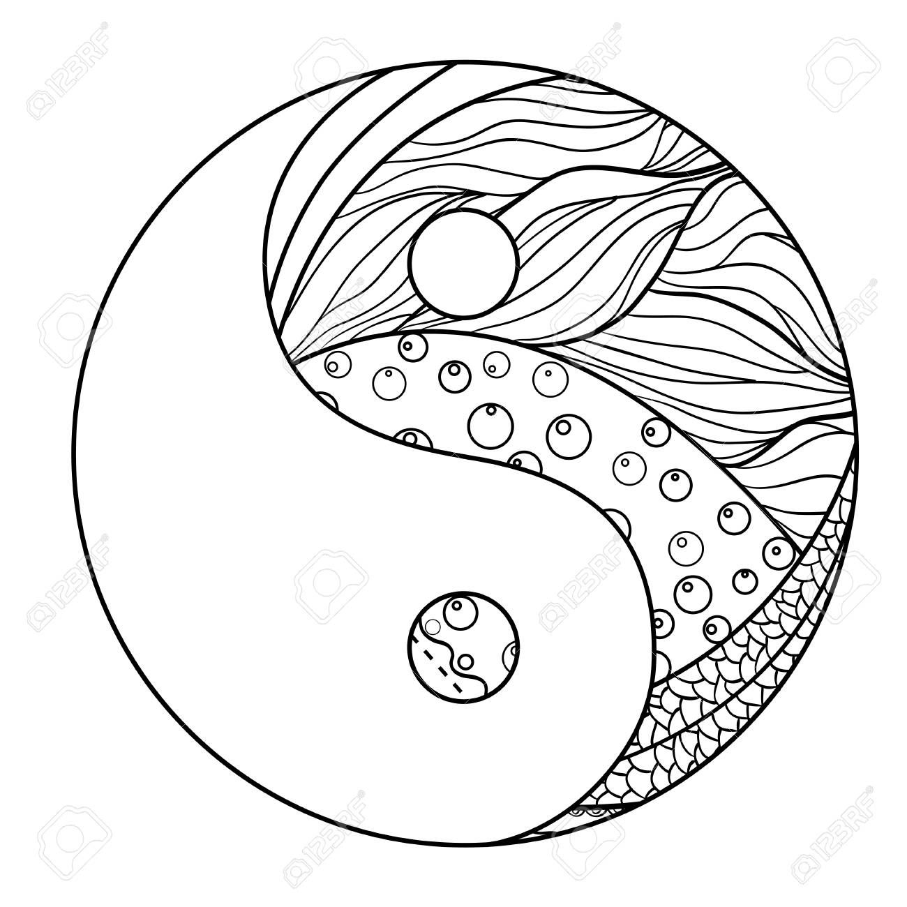 1300x1300 Yin And Yang. Zentangle. Hand Drawn Mandala On Isolation