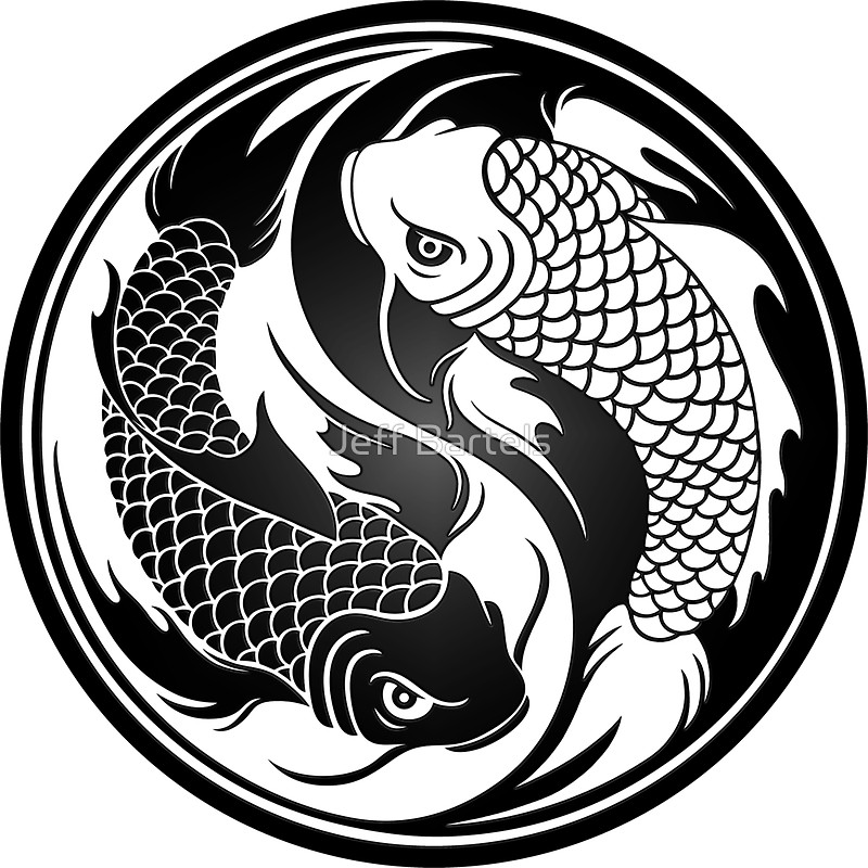 800x800 Black And White Yin Yang Koi Fish Stickers By Jeff Bartels