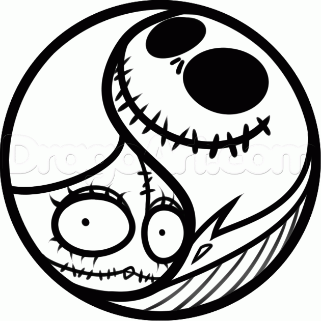 630x631 How To Draw A Jack And Sally Yin Yang Step 6 Creativity Inspires