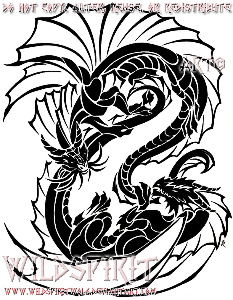 787x1015 Yin Yang Tribal Dragons By Wildspiritwolf