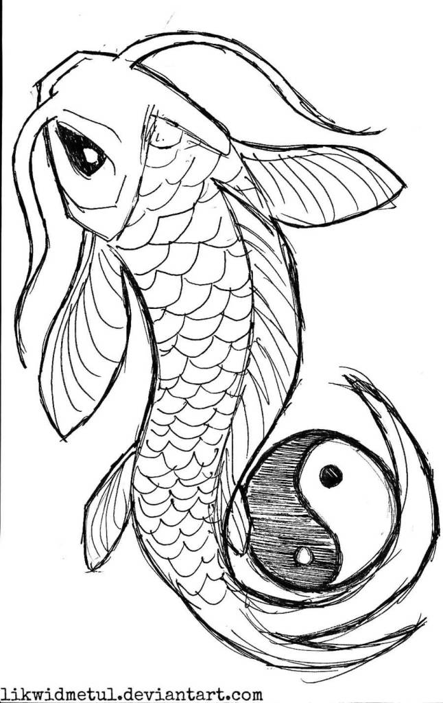 646x1024 Nice Outline Yin Yang Koi Tattoo Design
