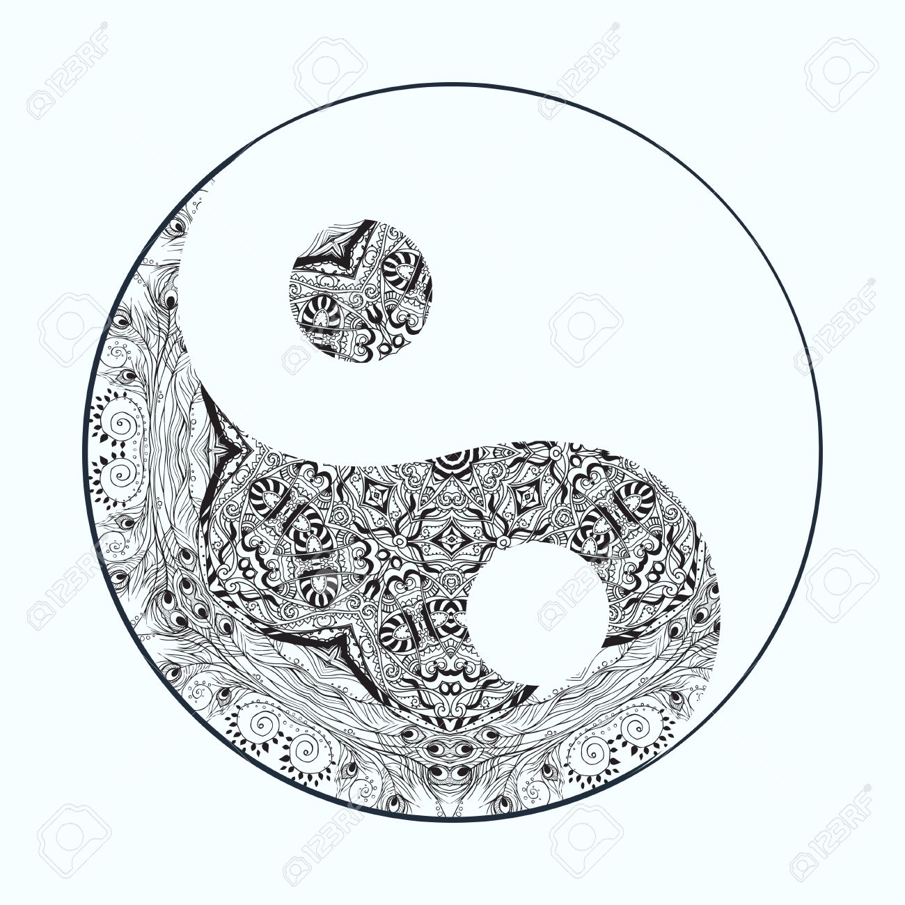 1300x1300 Ornament Card With Mandala Yin Yang. Geometric Circle Element