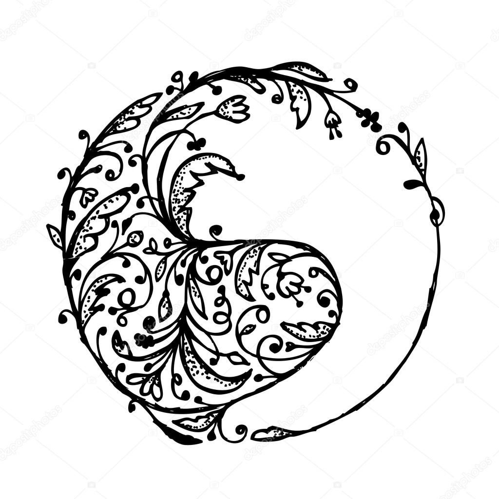 1024x1024 Yin Yang Sign, Sketch For Your Design Stock Vector Kudryashka