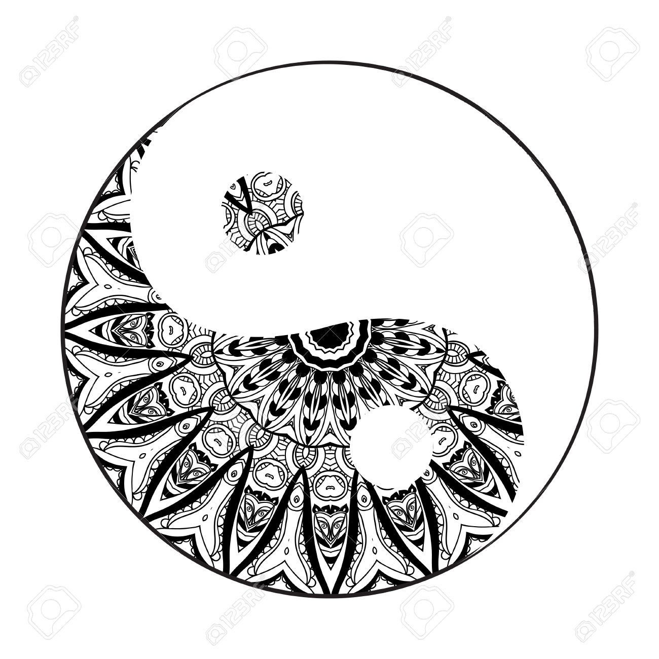 1300x1300 Ornament Card With Mandala Yin Yang. Geometric Circle Element Made