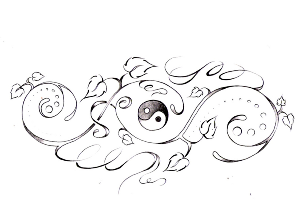 1024x693 Yin Yang And Vines Tattoo Design By Denise A. Wells