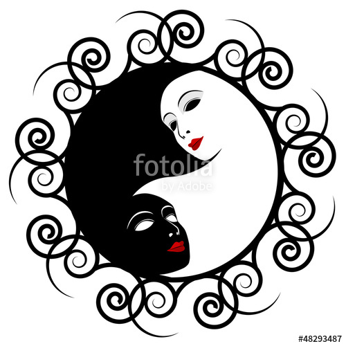 500x500 Masks. Ying Yang Symbol Of Harmony Balance Stock Image