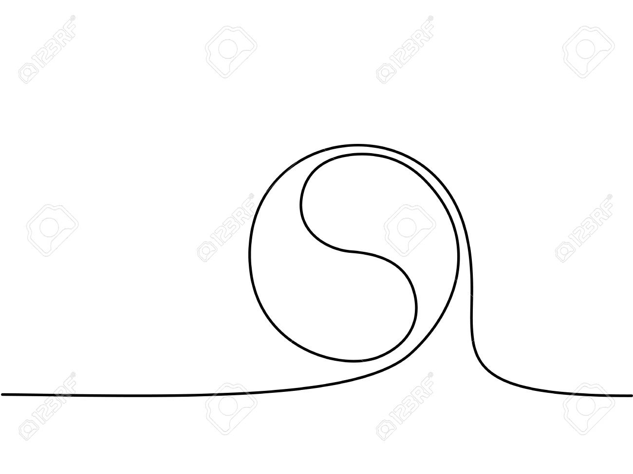 1300x975 Yin Yang Symbol Sign. Continuous Line Drawing Icon. Vector
