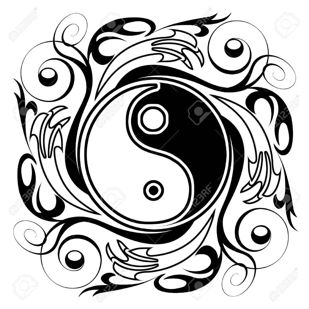 1300x1300 Yin Amp Yang Ornamental Tattoo Symbol Stock Photo, Picture
