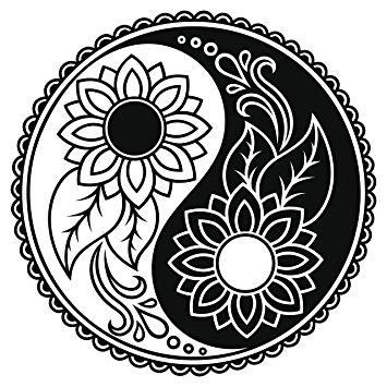 355x355 Sunflower Daisy Ying Yang Icon Vinyl Decal Sticker (4