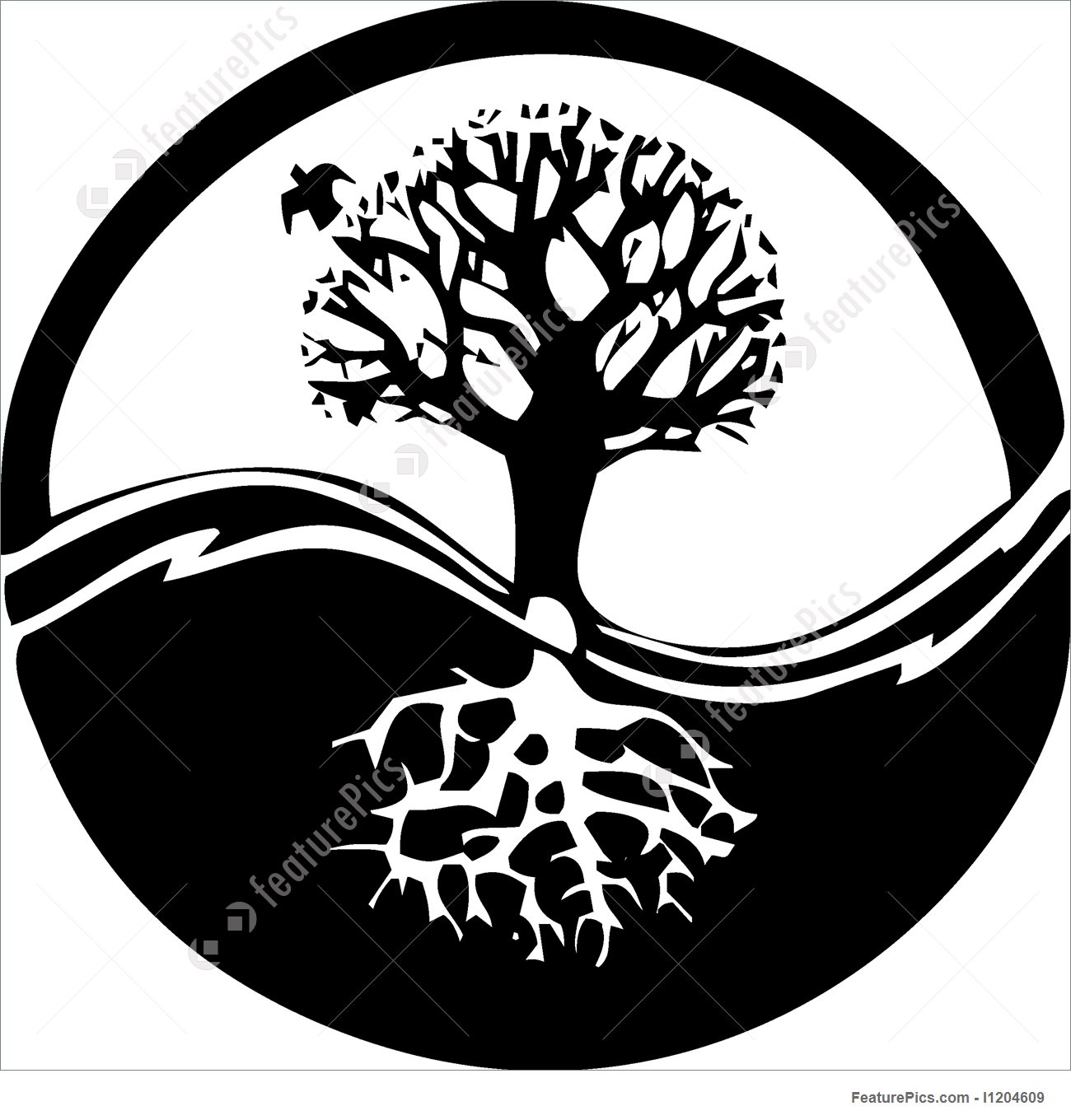 1300x1360 Yin Yang Tree Stock Illustration I1204609