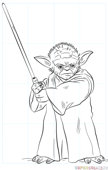 364x575 How To Draw Yoda With Lightsaber Step By Step Drawing Tutorials