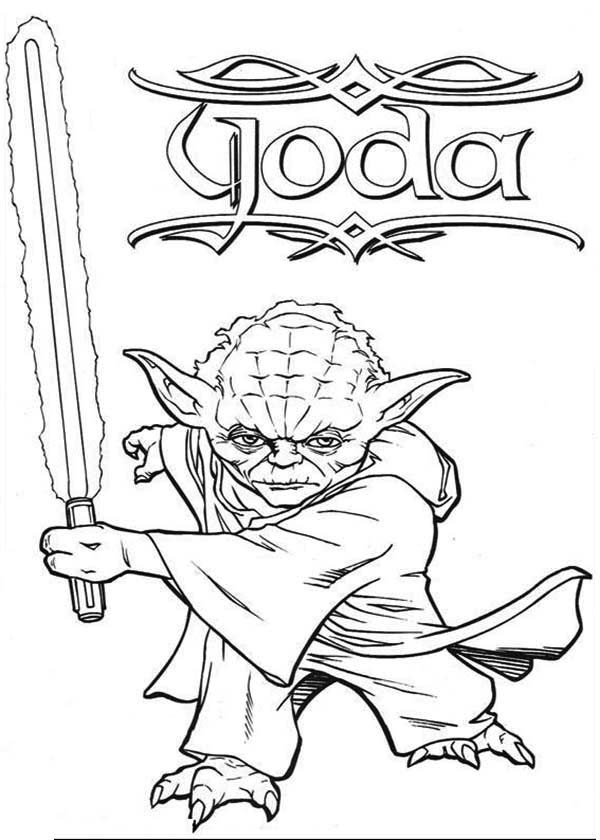 600x840 Master Yoda Swing Light Saber In Star Wars Coloring Page Batch