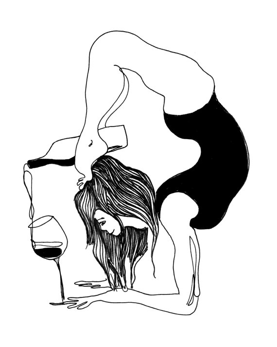 570x713 Funny Yoga Print Original Yoga Art Unique Yoga Gift Black