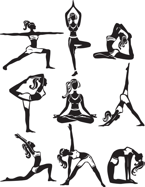 500x643 Different Yoga Girl Silhouette Vector