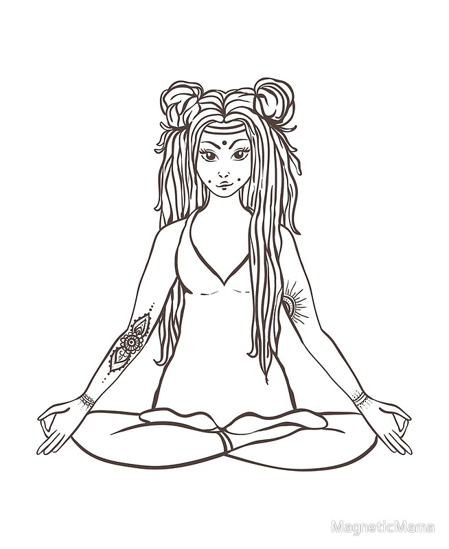 654x800 Meditating Girl With Tattoos Yoga Posters By Magneticmama