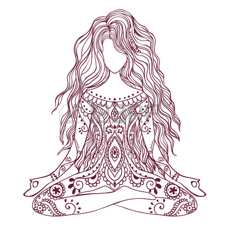 450x450 Ornament Beautiful Card With Vector Yoga. Royalty Free Cliparts