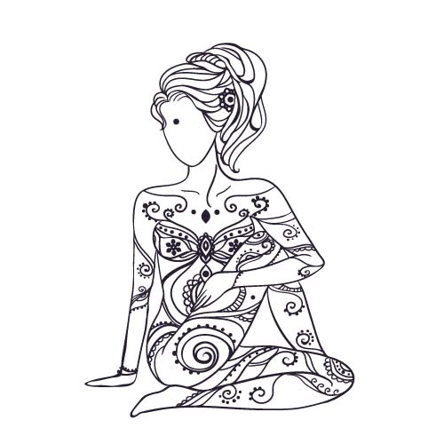 500x500 Yoga Girl Floral Vector Material 03