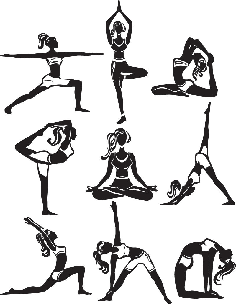 800x1030 9 Yoga Girl Silhouette Vector Material Planning