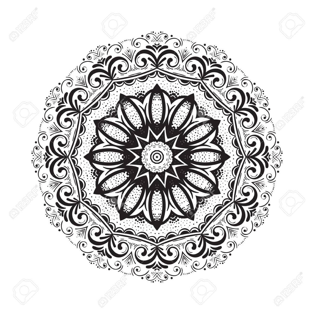 1300x1300 Hand Drawn Mandala Henna Pattern. Can Be Used