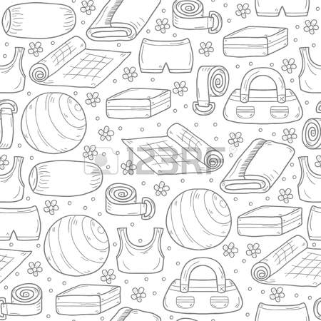 450x450 Illustration With Cartoon Hand Drawn Yoga Equipment Background