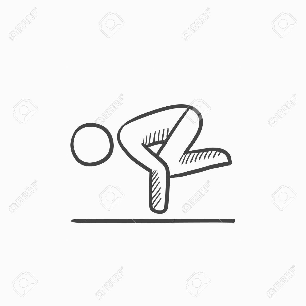 1300x1300 Man Doing Crane Yoga Pose Vector Sketch Icon Isolated