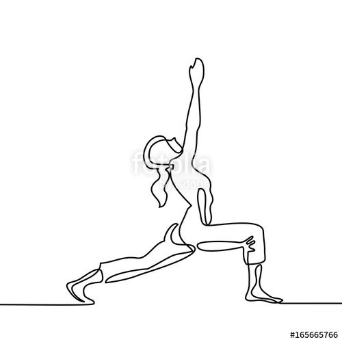 500x500 Continuous Line Drawing. Woman Doing Exercise In Yoga Pose. Vector
