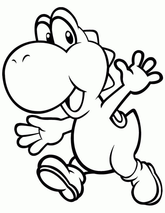 564x730 Yoshi Running Happily Coloring Page For Kids Fun Coloring Pages