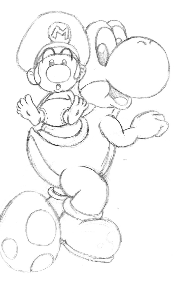 701x1139 Yoshi And Baby Mario Sketch By Th3antiguardian