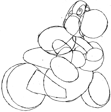 450x454 How To Draw Yoshi On Motorcycle From Wii Mario Kart