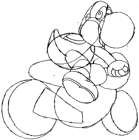 450x454 How To Draw Yoshi On Motorcycle From Wii Mario Kart