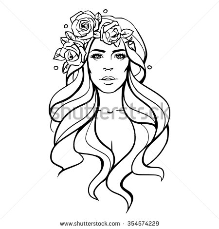 450x470 Stock Vector Beautiful Young Girl With Long Curly Hairnd