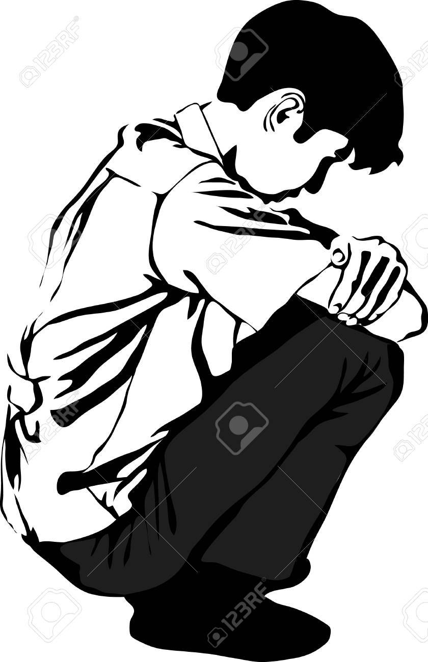 840x1300 Silhouette Of Very Sad Man Sitting Alone On White Background