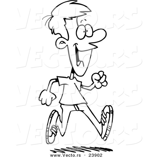 600x620 Vector Of A Cartoon Happy Young Man Taking A Stroll