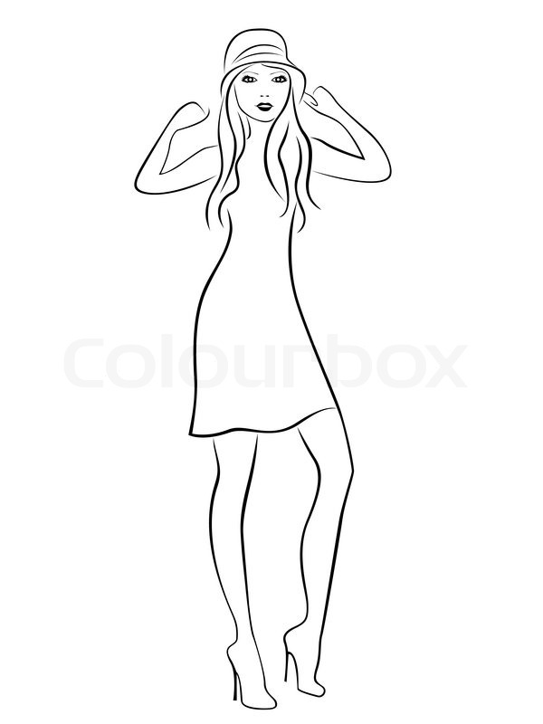 600x800 Attractive Young Woman In Hat Stock Vector Colourbox