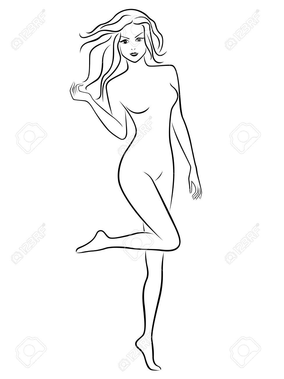 975x1300 Beautiful Slim Young Woman Posing While Standing On A One Foot