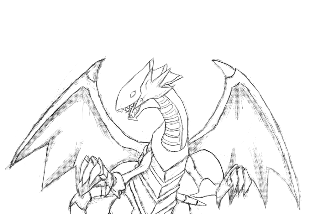 1024x683 Yu Gi Oh! Blue Eyes White Dragon Linework By Hatpop