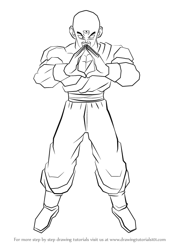 596x842 Learn How To Draw Tien From Dragon Ball Z (Dragon Ball Z) Step By