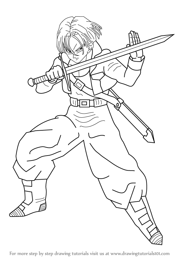 598x844 Learn How To Draw Trunks From Dragon Ball Z (Dragon Ball Z) Step