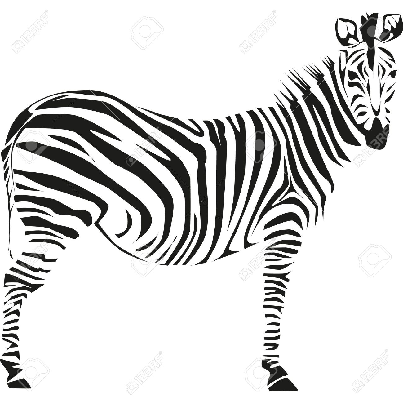 1300x1300 Drawing Of A Zebra On The African Savannah Royalty Free Cliparts