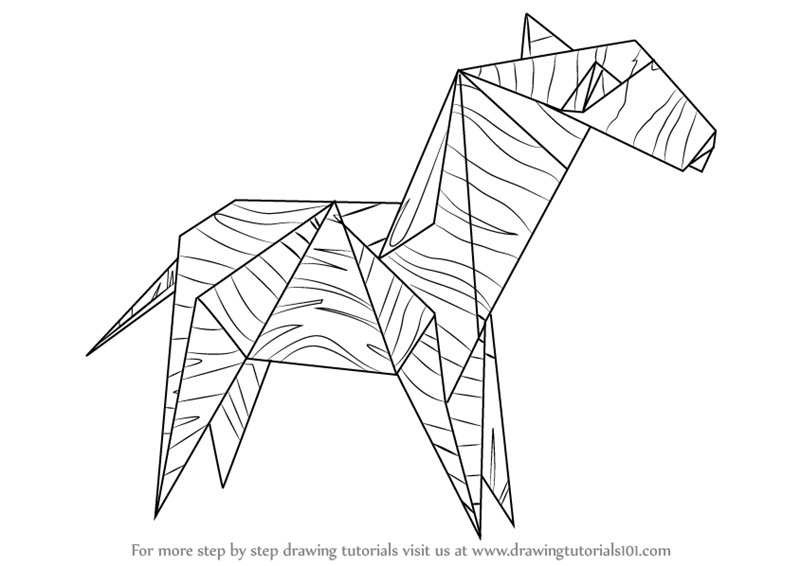 800x566 Learn How To Draw An Origami Zebra (Everyday Objects) Step By Step