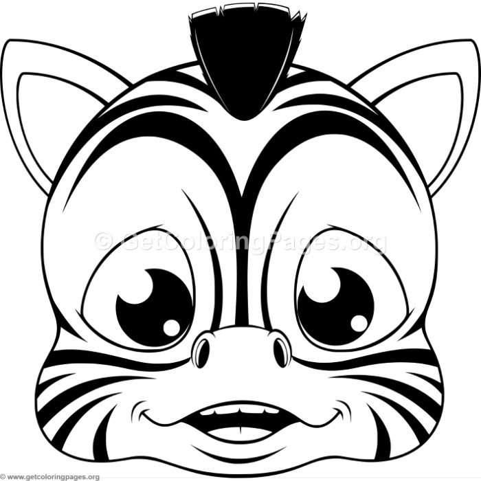 700x700 Cute Zebra Head Coloring Pages