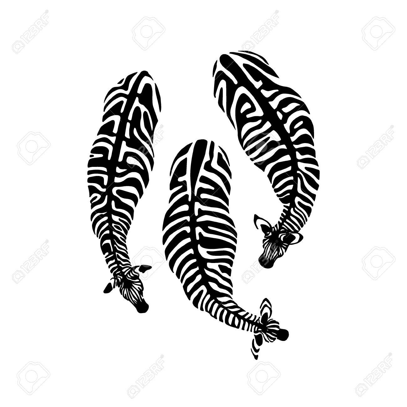 1300x1300 Illustration Of Graceful Zebras Seen From The Top. Ink Drawing