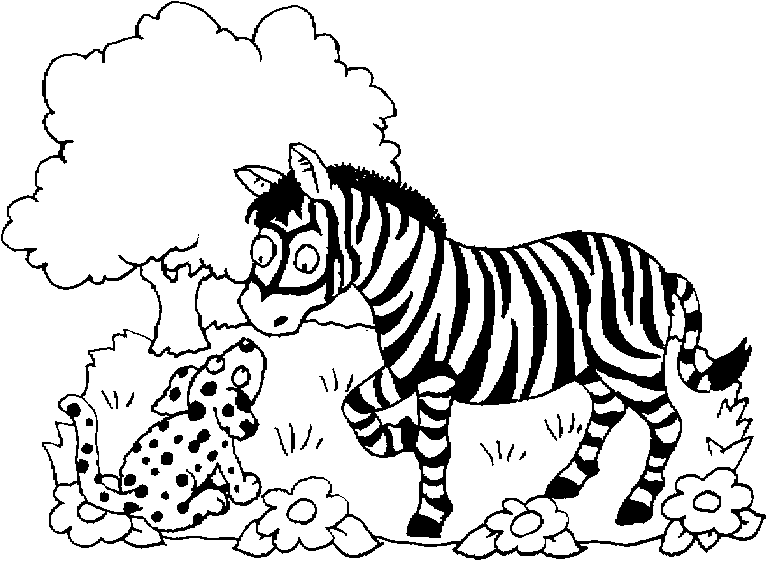 769x561 Coloring A Zebra A Tree A Dog And Some Flowers Picture