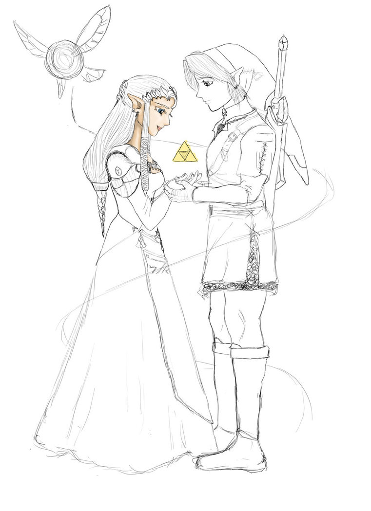 761x1050 Zelda link Lineart
