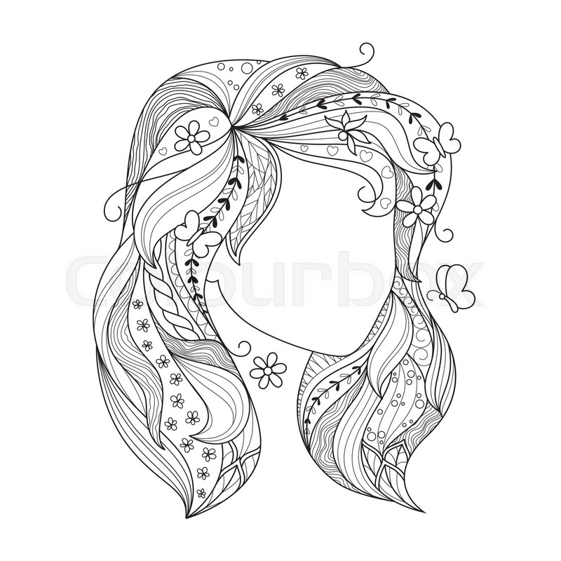 800x800 Zen Art Girl. Portrait Of A Female With Zentangle Hair