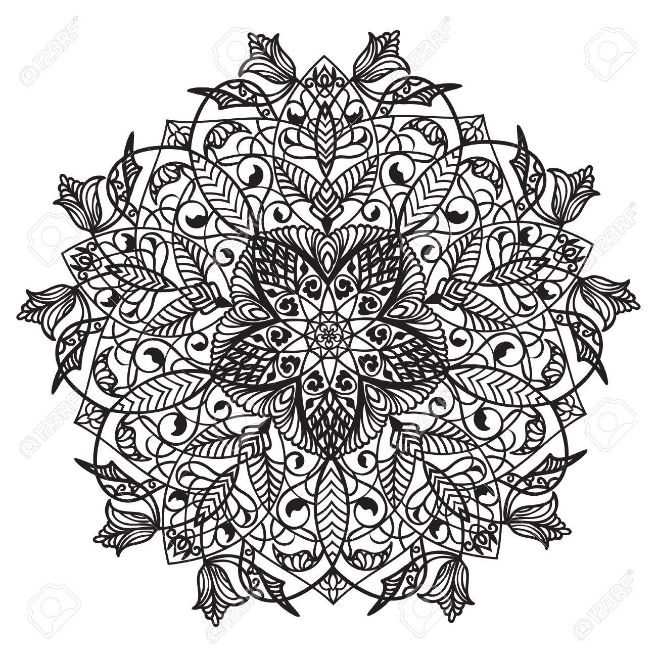 1300x1300 Hand Drawing Zentangle Element. Flower Mandala. Islam, Arabic