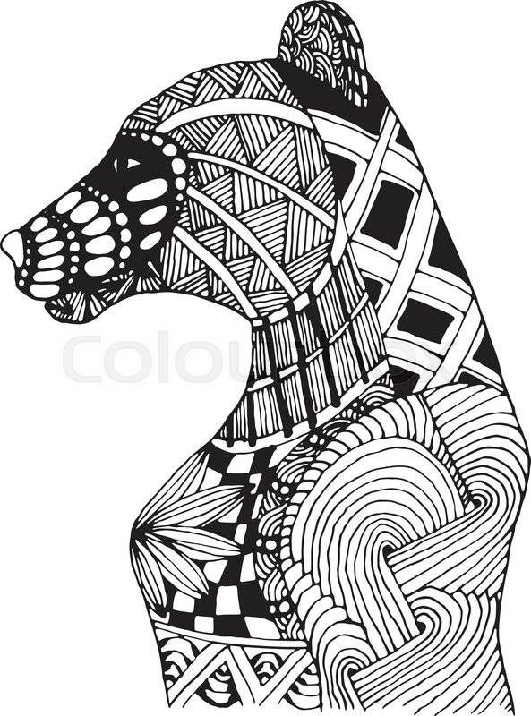 593x800 Hand Draw Bear Patterns In The Style Of Zentangle, Doodle Can Be